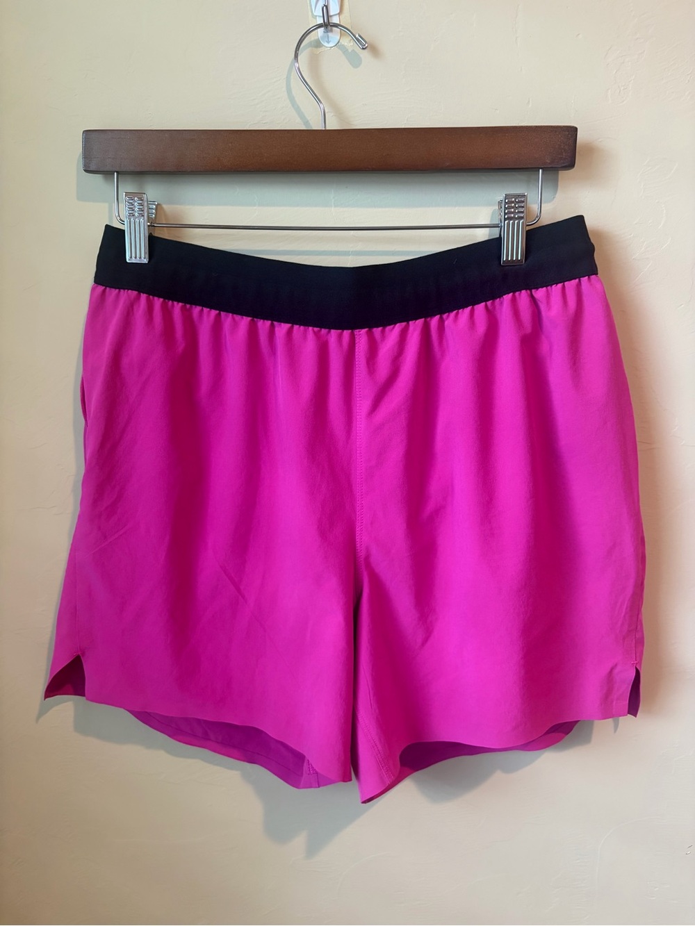 All in motion Women's Athletic Shorts - Pink/Magenta with Black Waistband size M